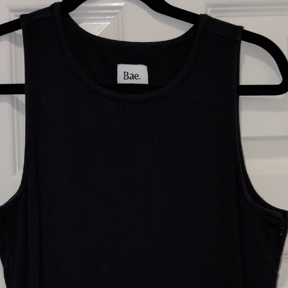 Black Sleeveless Women's Dress Bodycon Cotton Size M Stretch Double Lined
